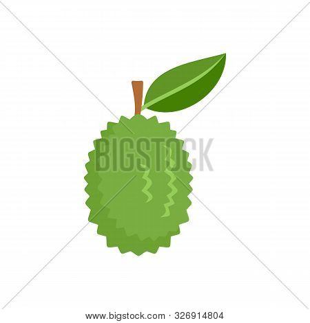 Whole Raw Durian Icon. Flat Illustration Of Whole Raw Durian Vector Icon For Web Design