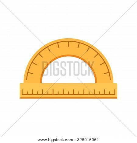 Wood Protractor Icon. Flat Illustration Of Wood Protractor Vector Icon For Web Design