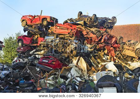 Car Scrap With Old And Damaged Cars