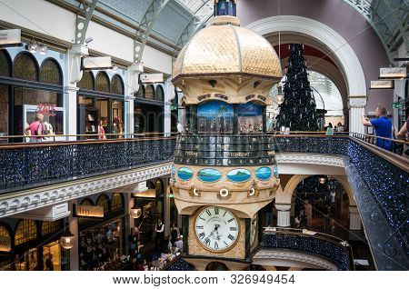 Sydney, Australia - November 22, 2014: Queen Victoria Building Interior With Decorated Christmas Tre