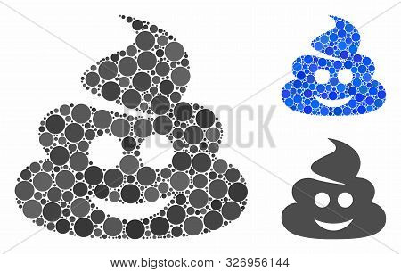 Happy Shit Mosaic Of Round Dots In Variable Sizes And Color Hues, Based On Happy Shit Icon. Vector R