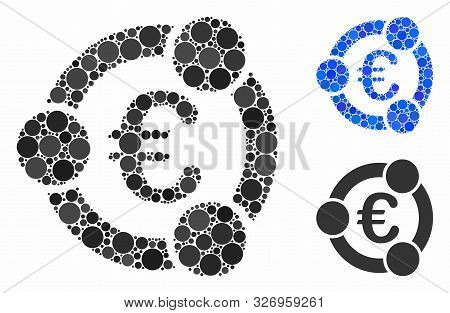 Euro Collaboration Mosaic Of Filled Circles In Variable Sizes And Color Tints, Based On Euro Collabo