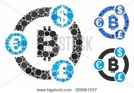 International Bitcoin Collaboration Mosaic Of Small Circles In Different Sizes And Color Tints, Base