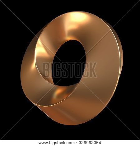 Mobius Strip Ring Sacred Geometry. Spatial Figure With Upturned Surfaces. Optical Illusion With Dual