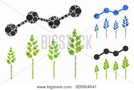 Crop Analytics Mosaic Of Circle Elements In Different Sizes And Color Tints, Based On Crop Analytics