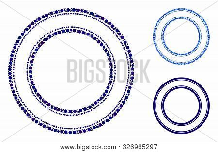 Double Circle Frame Composition Of Circle Elements In Different Sizes And Color Tones, Based On Doub