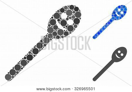Happy Spoon Composition Of Filled Circles In Variable Sizes And Shades, Based On Happy Spoon Icon. V