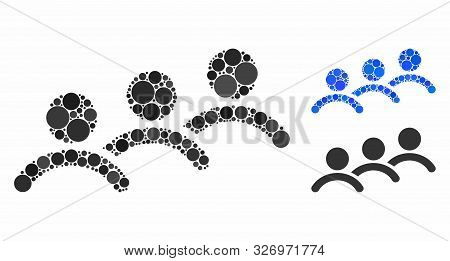 Man Queue Mosaic Of Small Circles In Different Sizes And Color Tones, Based On Man Queue Icon. Vecto