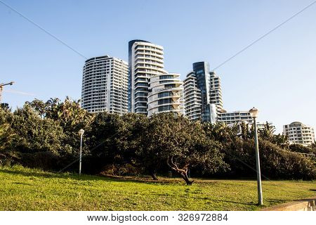 Upmarket Tall Residential Buildings And Hotels Line The Beach In Umhlanga Rocks, Kwazulu-natal South