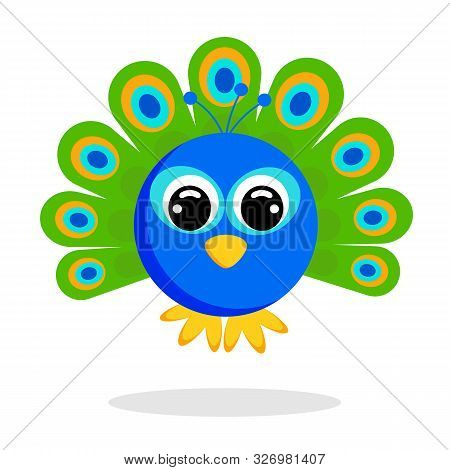 Cute Peacock In Flat Style Vector Image