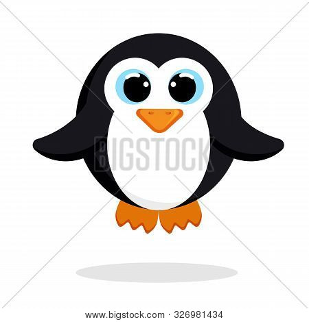 Cute Penguin In Flat Style Vector Image