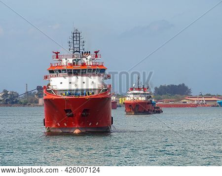 Labuan Ft,malaysia-feb 26,2020:offshore Supply Vessels At Labuan Ft,malaysia. Its Specifically Serve