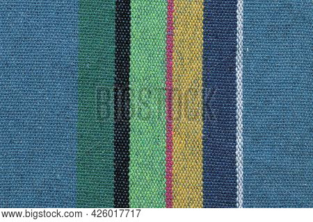 The Texture Of The Fabric Made Of Cotton With A Pattern.