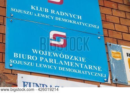 Swiebodzin, Poland - June 1, 2021: Provincial Parliamentary Office Of Democratic Left Alliance (poli