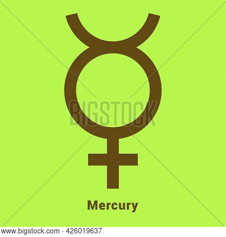 Mercury. Planet Symbol. Vector Color Sign. Astrological Calendar. Jyotisha. Hinduism, Indian Or Vedi