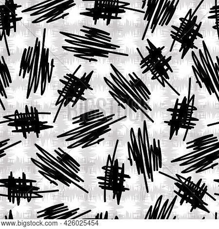 Vector Black And White Doodle Seamlesss Pattern Background