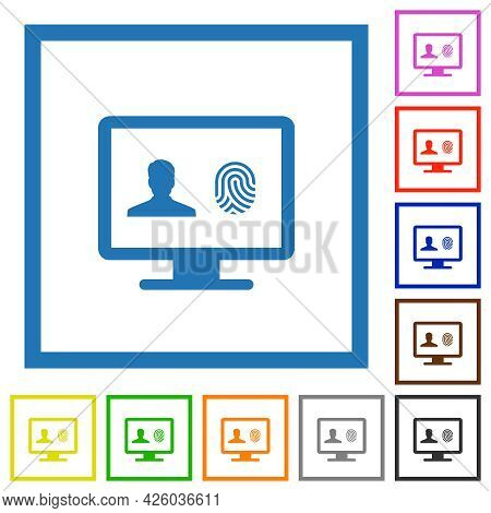 Criminal Background Check Flat Color Icons In Square Frames On White Background
