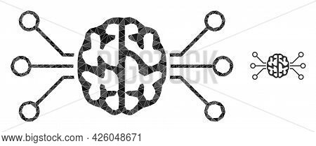 Triangle Brain Circuit Polygonal Icon Illustration. Brain Circuit Lowpoly Icon Is Filled With Triang