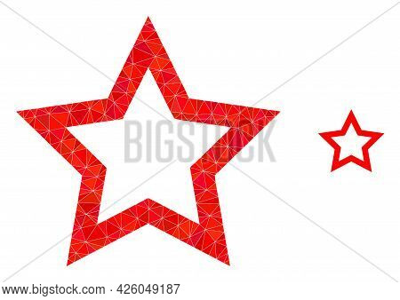 Triangle Contour Star Polygonal Symbol Illustration. Contour Star Lowpoly Icon Is Filled With Triang