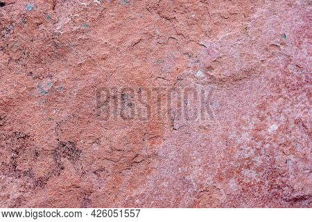 Red Granite Texture Close Up Image, Macro Stone Sufrace.