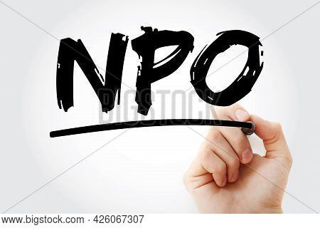 Npo - Non-profit Organization Acronym With Marker, Business Concept Background