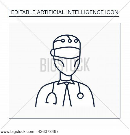 Robot Line Icon. Ai In Medicine. Digital Doctor. Modern Technologies. Ai Diagnostic Concept. Isolate