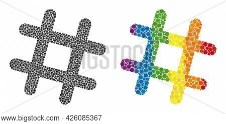 Jail Grid Composition Icon Of Circle Spots In Variable Sizes And Rainbow Colored Color Tints. A Dott
