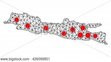 Carcass Polygonal Map Of Java Island Under Infection. Vector Structure Is Created From Map Of Java I
