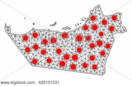 Mesh Polygonal Map Of Abu Dhabi Emirate Under Lockdown. Vector Model Is Created From Map Of Abu Dhab