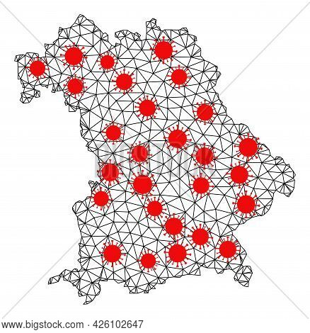 Carcass Polygonal Map Of Bavaria State Under Outbreak. Vector Model Is Created From Map Of Bavaria S