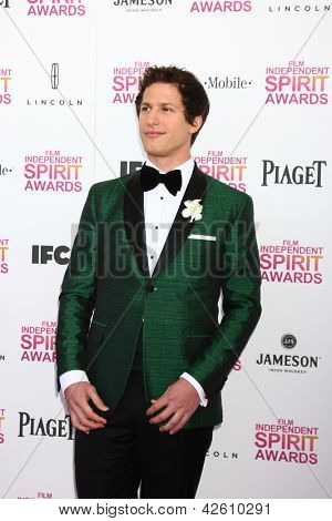 LOS ANGELES - FEB 23: Andy Samberg deltager 2013 Film Independent Spirit Awards på telt på t