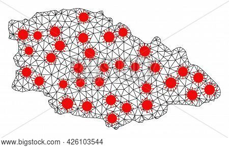 Carcass Polygonal Map Of Gozo Island Under Infection. Vector Structure Is Created From Map Of Gozo I