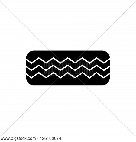 Rubber Tire Single Black Glyph Icon. Vector Isolated On White Background.