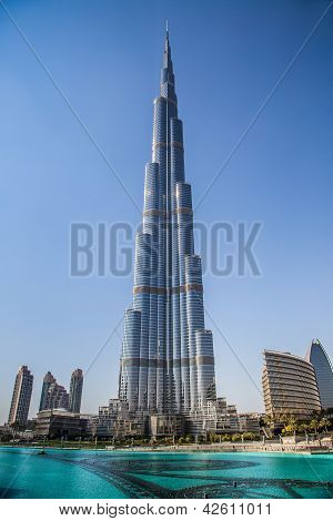 Vista sul Burj Khalifa, Dubai, Emirati Arabi Uniti, di notte