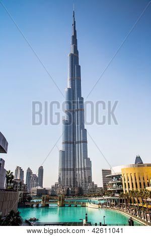 Vista sul Burj Khalifa, Dubai, Emirati Arabi Uniti, di notte