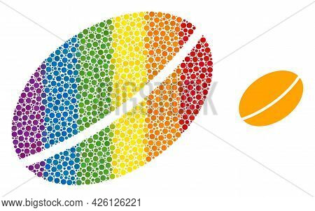 Wheet Seed Mosaic Icon Of Filled Circles In Different Sizes And Rainbow Color Tints. A Dotted Lgbt-c