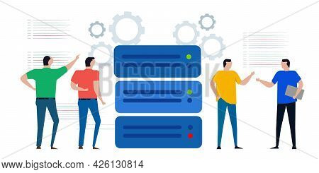 Group Of Engineer Prepare Maintain Server Data Center Mainframe For Storage Web Mining Infrastructur