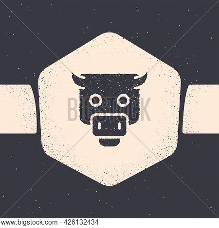 Grunge Bull Market Icon Isolated On Grey Background. Financial And Stock Investment Market Concept. 