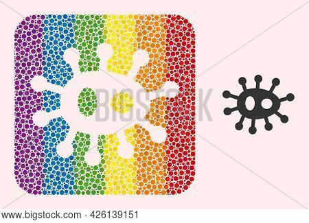Dot Mosaic Bacilla Subtracted Pictogram For Lgbt. Colorful Rounded Rectangle Mosaic Is Around Bacill