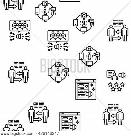 Pr Public Relations Vector Seamless Pattern Thin Line Illustration
