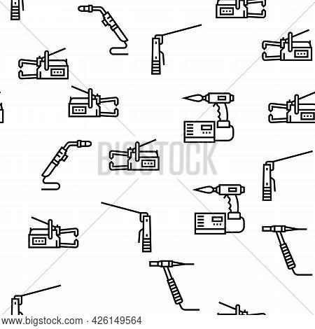 Welding Machine Tool Vector Seamless Pattern Thin Line Illustration