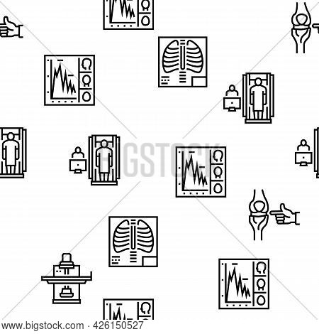 Radiology Equipment Vector Seamless Pattern Thin Line Illustration