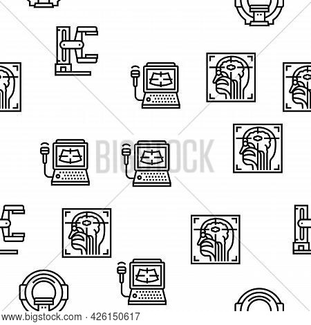 Radiology Equipment Vector Seamless Pattern Thin Line Illustration