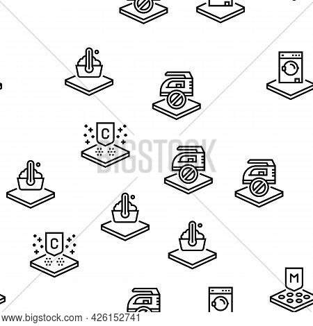 Fabrics Properties Collection Icons Set Vector. Elastic And Stretched, Warm And Cool, Antibacterial 