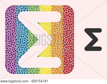 Dot Mosaic Sum Carved Icon For Lgbt. Color Rounded Square Mosaic Is Around Sum Carved Shape. Lgbt Ra
