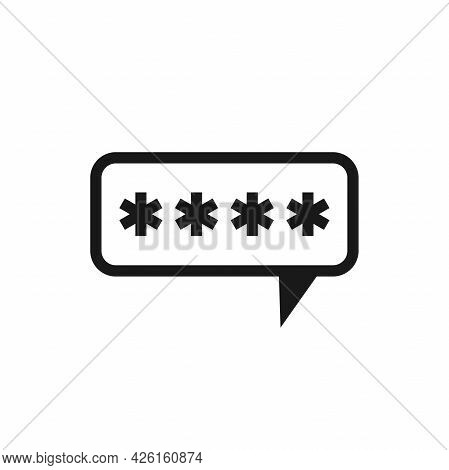 Asterisks Footnote In Black Bubble Icon. Password, Parol, Chat Ban Sign. Flat Icon Of Asterisk Isola
