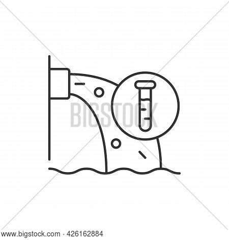 Water Pollution Control Linear Icon. Urban Runoff Management. Underground Water Contamination. Thin 