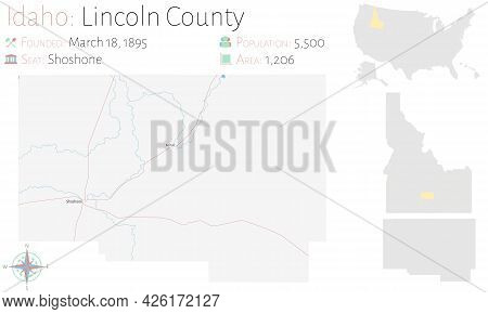 Large And Detailed Map Of Lincoln County In Idaho, Usa.