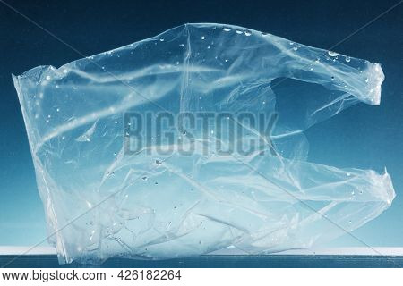 Single-use plastic bag polluting the ocean