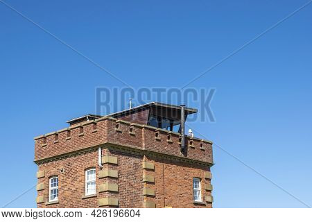Old Hunstanton, Norfolk, England - June 13 2021. Old Hunstanton Beach Cafe And Shop With People At T